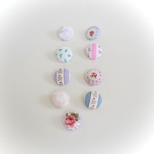 Rose Floral Shabby Chic Fabric Covered Clothing Buttons